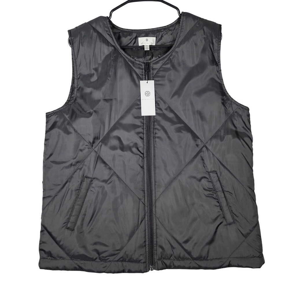 Socialite‎ Mens Quilted Zip Up Vest Black Size S/M New With Tags